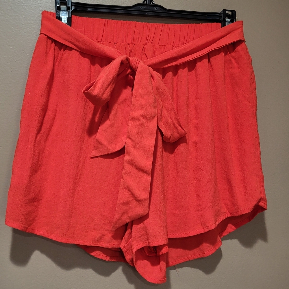 ILLA ILLA Red Linen Blend Tie Waist Shorts Sz M *3/$30 Sale*
